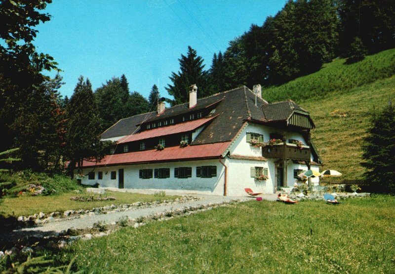 Vintage Postcard Haus Blaue Gams Hotel Mountain Resort Abbey Ettal Germany