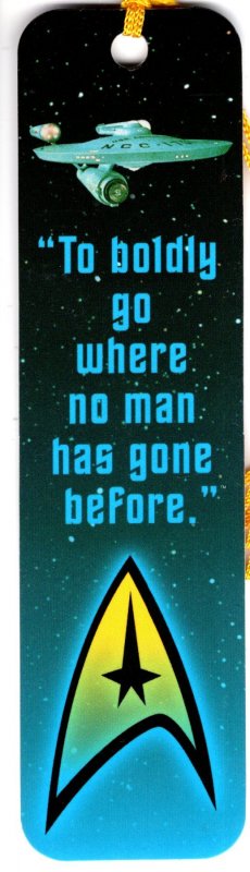 Star Trek Original, Enterprise Ship, To Boldly Go...., Vintage  Bookmark 1992