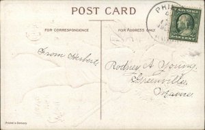 Christmas Boy White Snow Suit Embossed Ellen Clapsaddle  c1910 Postcard #2