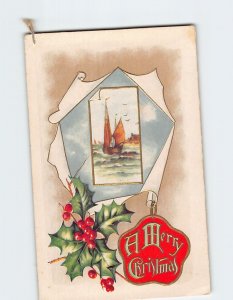 Postcard A Merry Christmas Embossed Card