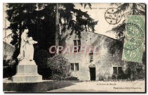 Postcard Old lDomremy Birthplace of Jeanne d & # 39arc and statue of Mercia