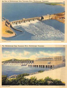 2~ca1940's Postcards Chattanooga, TN Tennessee CHICKAMAUGA DAM~Tennessee River