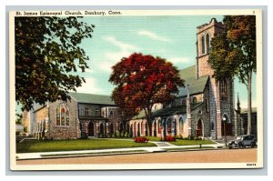 Vintage 1940's Postcard St. James Episcopal Church West St. Danbury Connecticut