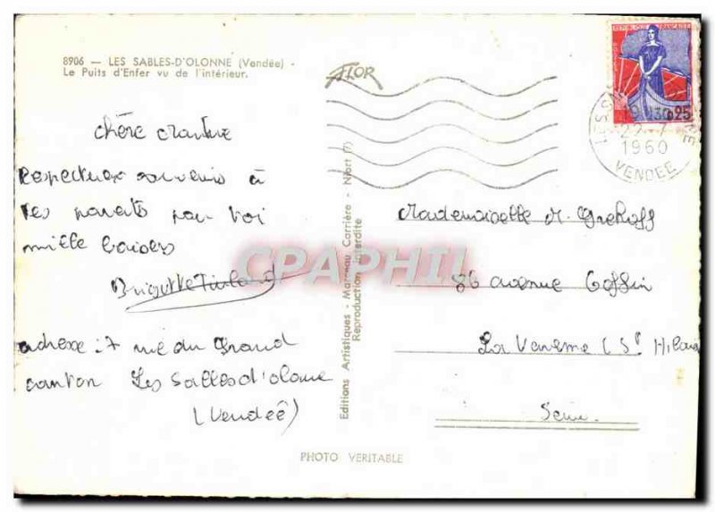 Old Postcard The D & # 39Olonne Sables Le Puits D & # 39Enfer From I & # 39In...