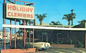 Bellflower CA Holiday Cleaners Note 50's Automobile Postcard