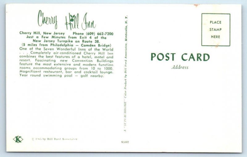 2 Postcards CHERRY HILL, New Jersey NJ ~ Roadside CHERRY HILL INN Lobby c1960s