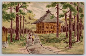 Japan Temple Kobe to Sendai Japanese Architecture 1909 Postcard AA2