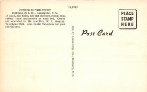 B55/ Kannapolis North Carolina NC Postcard Center Motor Court Roadside