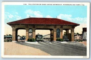 c1920 Tampa Florida FL Vintage Postcard Toll Station Gandy Bridge St. Petersburg