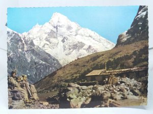 Sherpa Family Outside Dwelling Kangtega East Nepal Vintage Postcard 1960s