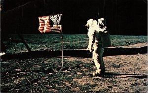 Apollo 11 Moon Landing Edwin Aldrin Jr LM Pilot US Flag Postcard  