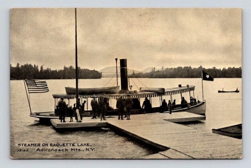 Raqiette Lake Adirondack Mts New York Steamer Postcard
