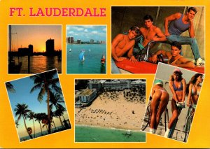 Florida Fort Lauderdale Greetings Multi View With Semi Nude Guys and Girls