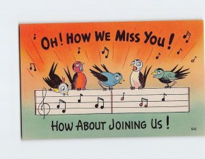 M-125858 Oh How We Miss You How About Joining Us  with Birds Comic Art Print