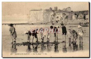Old Postcard Mers Les Bains On the Beach Children