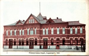 Postcard IN Logansport Pennsylvania Depot Railroad Station