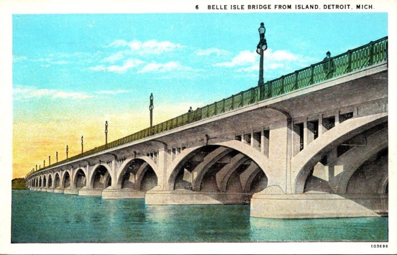 Michigan Detroit Belle Isle Bridge From Island Curteich