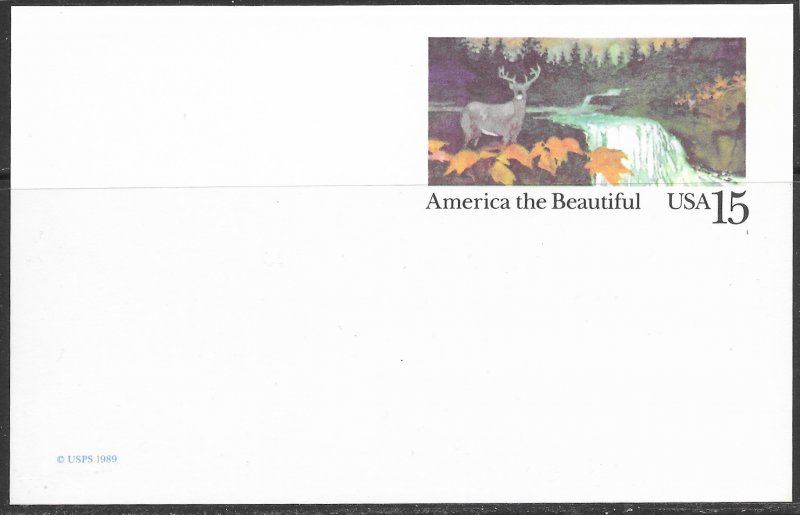 US Unused. America the Beautiful. UX133. Deer & river. Nice.