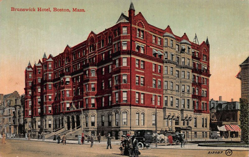 Brunswick Hotel, Boston, Mass., Early Postcard, Used in 1912