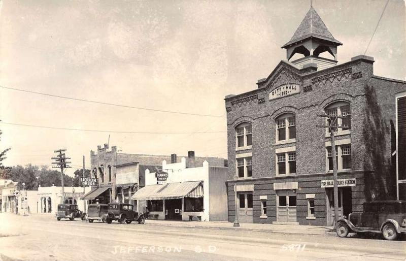 Jefferson South Dakota City Hall Real Photo Antique Postcard K30093