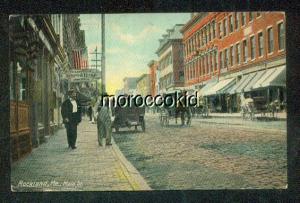 1907-15 NEW POSTCARD ROCKLAND ME MAIN STREET MAYO & ROSE CLOTHIER & HORSE DRAWS