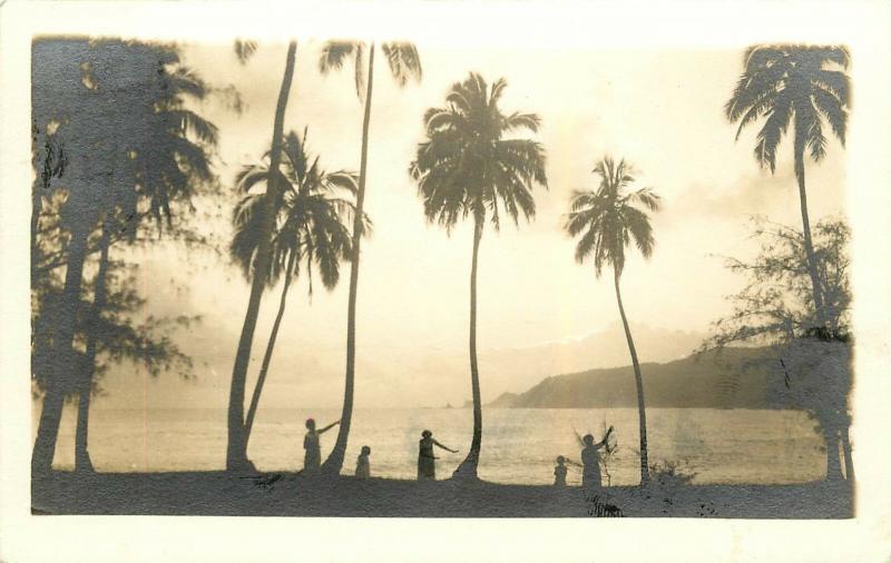 Jan 18 1938 Pago Pago, Samoa Postmark Tied Hawaii Stamp Real Photo Postcard