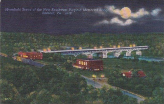 Virginia Radford New Southwest Virginia Memorial Bridge By Moonlight