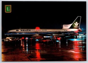 Airplane Postcard Saudi Arabian Airlines Lockheed L-1011 Tristar At Night DO5