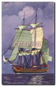 Old Postcard Boat Haffner In Failure