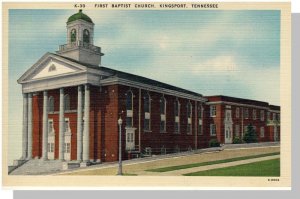 Kingsport, Tennessee/TN Postcard,1st Baptist Church,Near Mint!