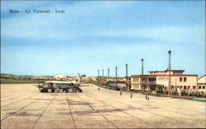 Luqa Malta Airplane Terminal Airport Vintage Postcard