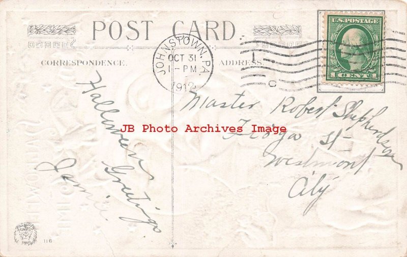 Halloween, Lion's Head No 116-10, Full Moon Face, Witch Building Fire, Black Cat 