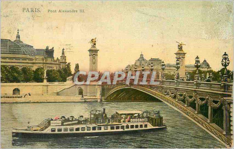 Old Postcard Paris Pont Alexandre III Boat