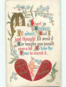 Divided-Back CUPID VALENTINE SCENE Cute Postcard W7678