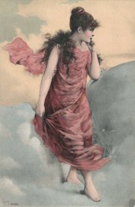 Beautiful Art Nouveau Woman Vintage Postcard 08.13