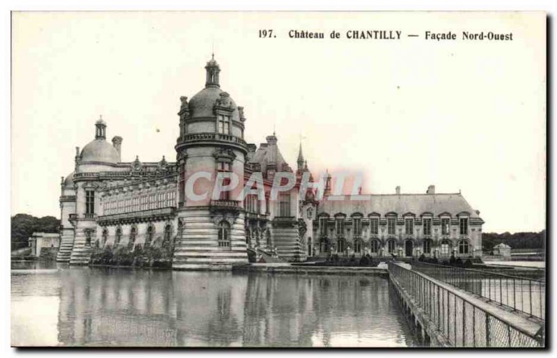 Old Postcard Chantilly Chateau Facade North West