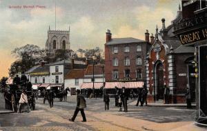 Grimsby England UK Market Place Street View Antique Postcard K98142