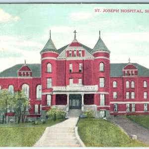 1908 Sioux City, IA St. Joseph Hospital Litho Photo Postcard Building Kwin A34