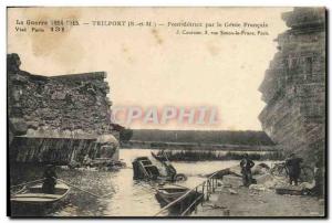 Old Postcard The Army Triport bridge near Meaux A German car fell to the & # ...