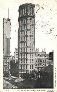 Vintage Postcard 1905 Saint Paul Building Historical Landmark New York NY
