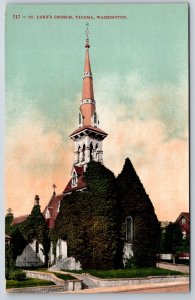 Tacoma Washington~St Lukes Church Bldg Street View~Pub Ed Mitchell Vtg Postcard
