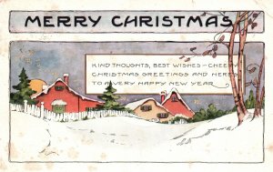 Vintage Postcard Merry Christmas Kind Thoughts Best Wishes Holiday Greetings