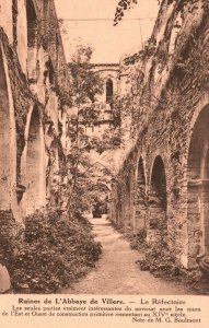 Vintage Postcard 1910's Ruines de L'Abbaye de Villers Le Refectoire Italy IT