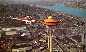 Helicopter and Space Needle - Seattle WA, Washington