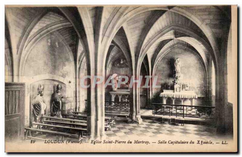 Old Postcard Loudun (Vienna) Eglise Saint Pierre du Martray Hall of Chapterhouse