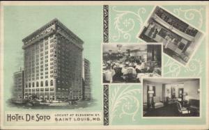St. Louis MO Hotel De Soto Locust at 11th Old Postcard