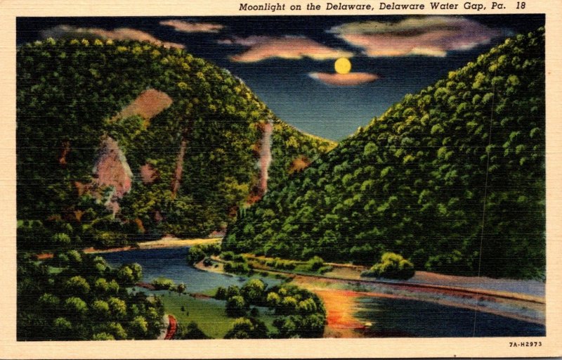 Pennsylvania Delaware Water Gap Moonlight On The Delaware Curteich