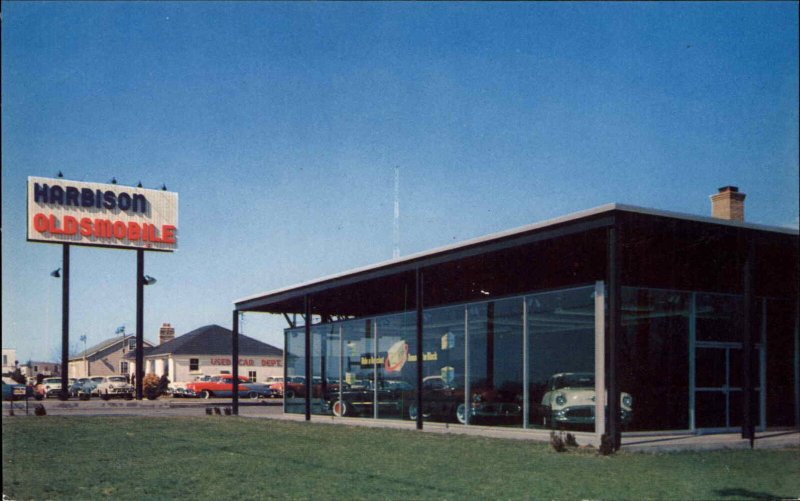 Morrisville PA Harbison Oldsmobile Car Dealership c1950s Advertising Postcard