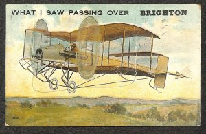 AVIATION AIRPLANE BRIGHTON ENGLAND UK PULL-OUT NOVELTY POSTCARD 1919