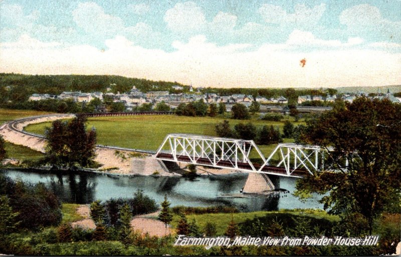 Maine Farmington View From Powder House Hill 1911